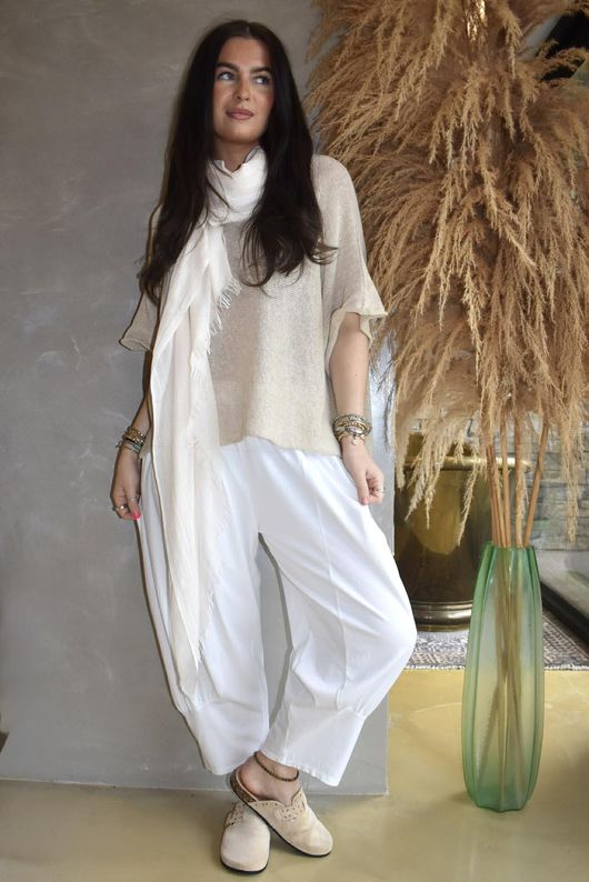 Jo Jo Quirky Classic Barrel Pant White